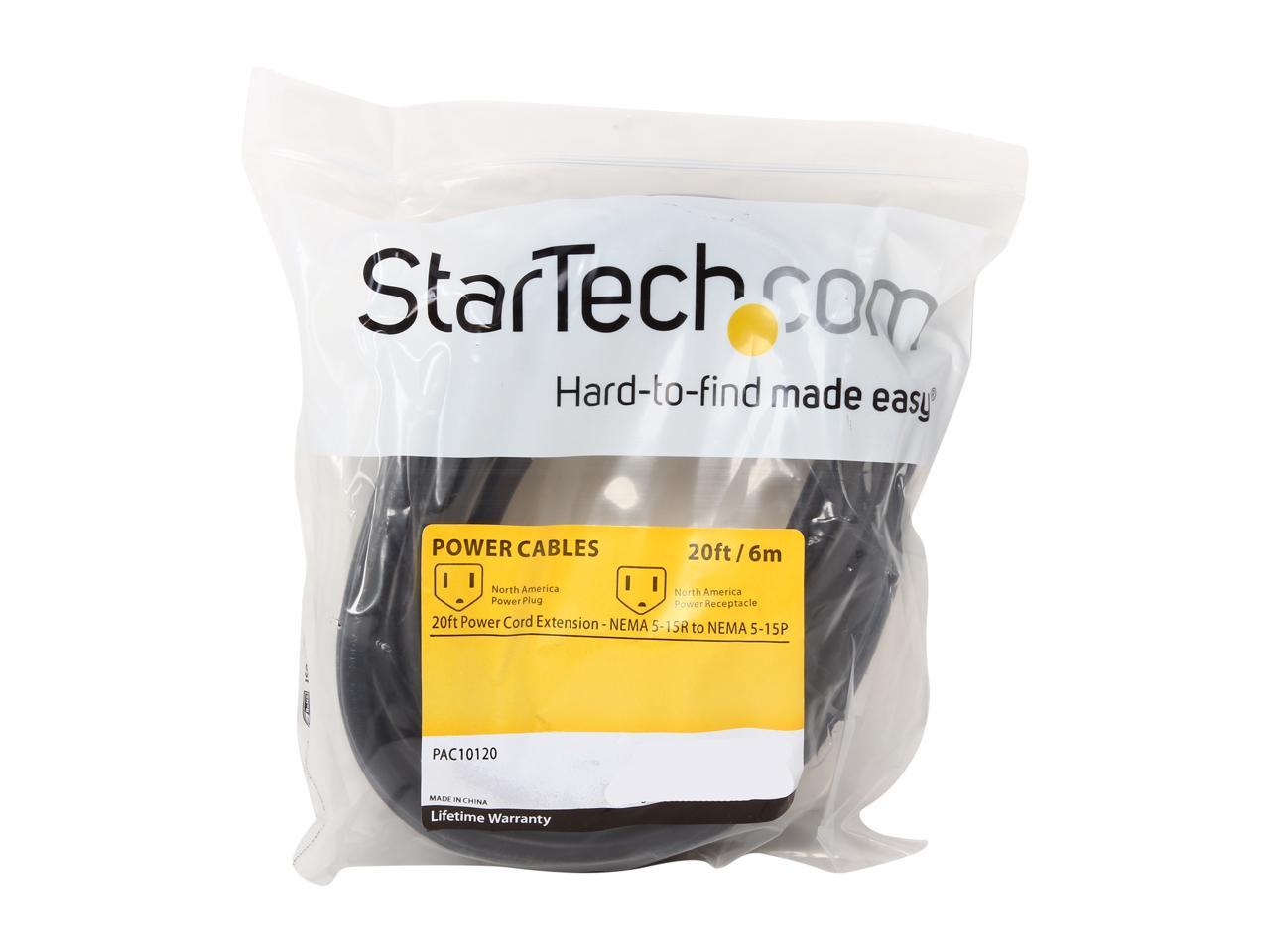 StarTech.com Model PAC10120 20 ft. Power Cord Extension - NEMA 5-15R to NEMA 5-15P 3