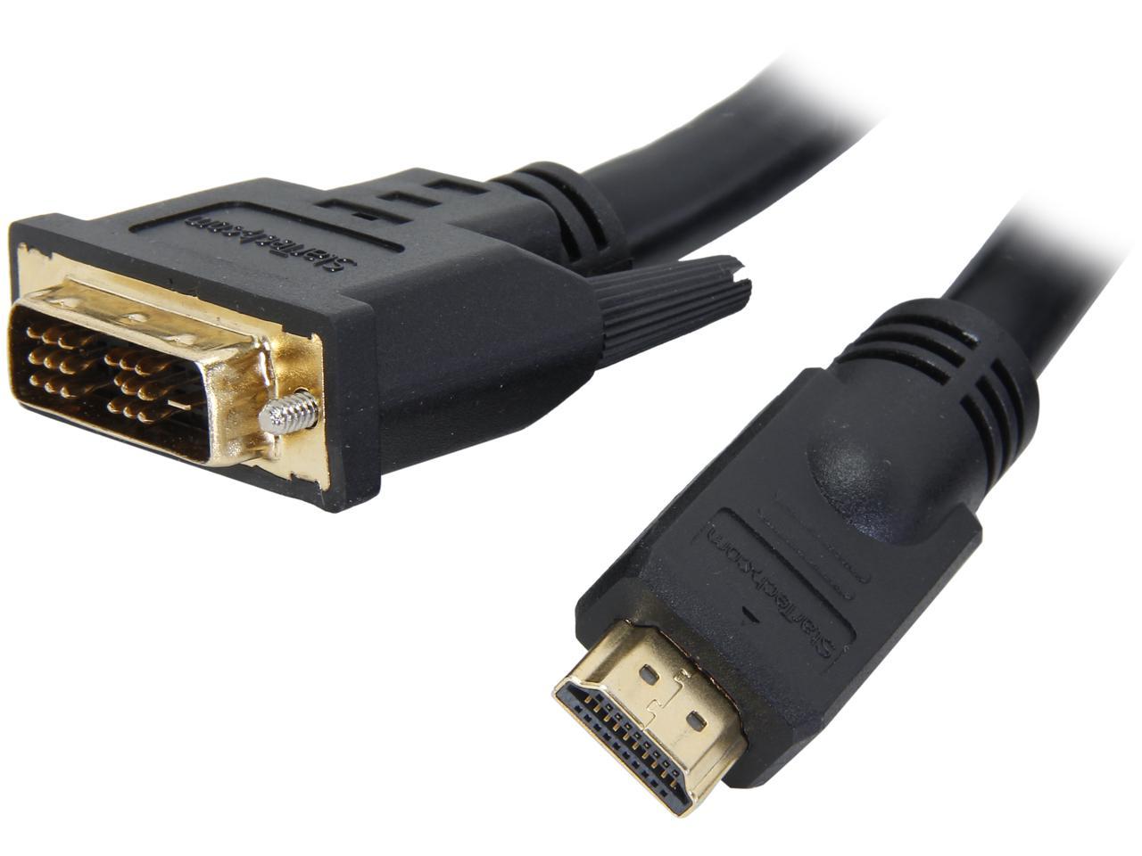 StarTech.com HDDVIMM25 Black Connector A: 1 - HDMI (19 pin) Male Connector B: 1 - DVI-D (19 pin) Male HDMI to DVI-D Cable Male to Male 1