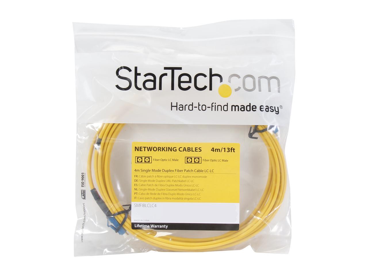 StarTech.com SMFIBLCLC4 13.12 ft. (4m) Single Mode Duplex Fiber Patch Cable LC-LC M-M Male to Male 3