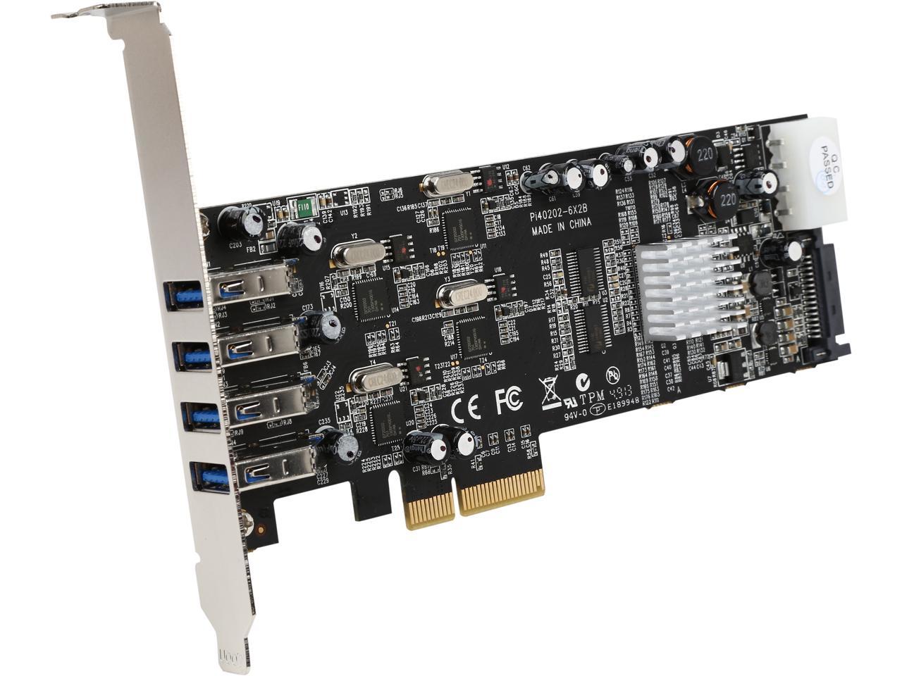 StarTech.com PEXUSB3S44V 4 Port PCI Express (PCIe) SuperSpeed USB 3.0 Card Adapter w/ 4 Dedicated 5Gbps Channels - UASP - SATA / LP4 Power 1