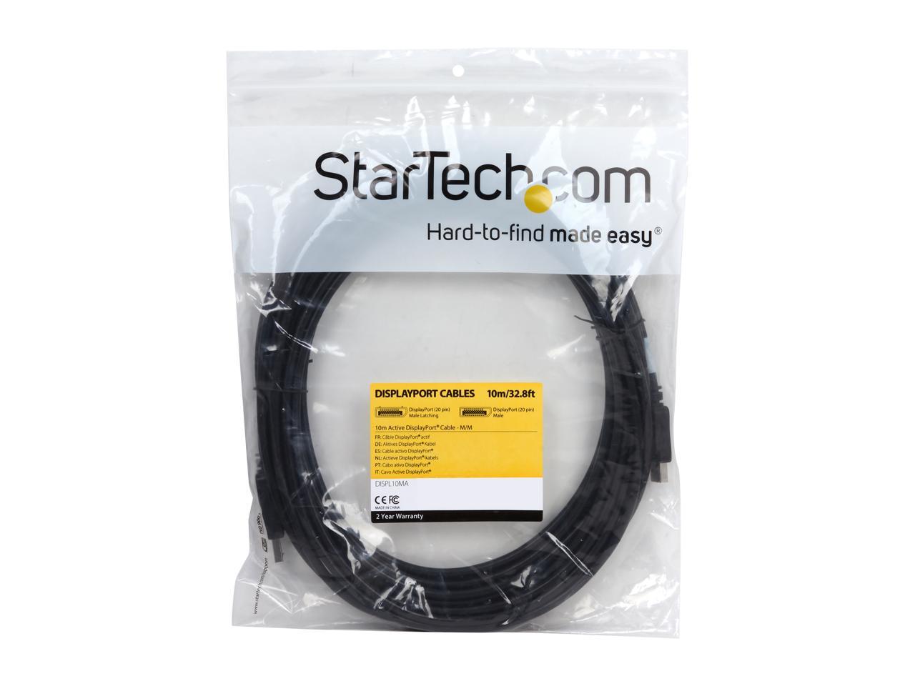 StarTech.com DISPL10MA 32.8 ft. Black DP to DP 10m Active DisplayPort Cable - DP to DP M/M Male to Male 3