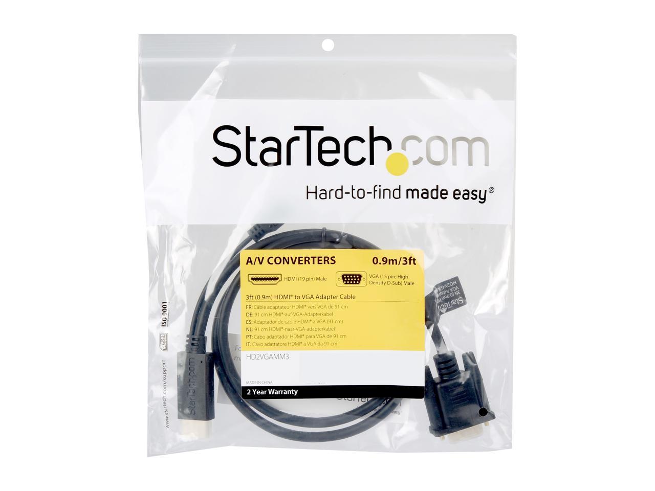 StarTech.com HD2VGAMM3 HDMI to VGA Active Converter Cable - HDMI to VGA Adapter - 1920 x 1200 or 1080p 3