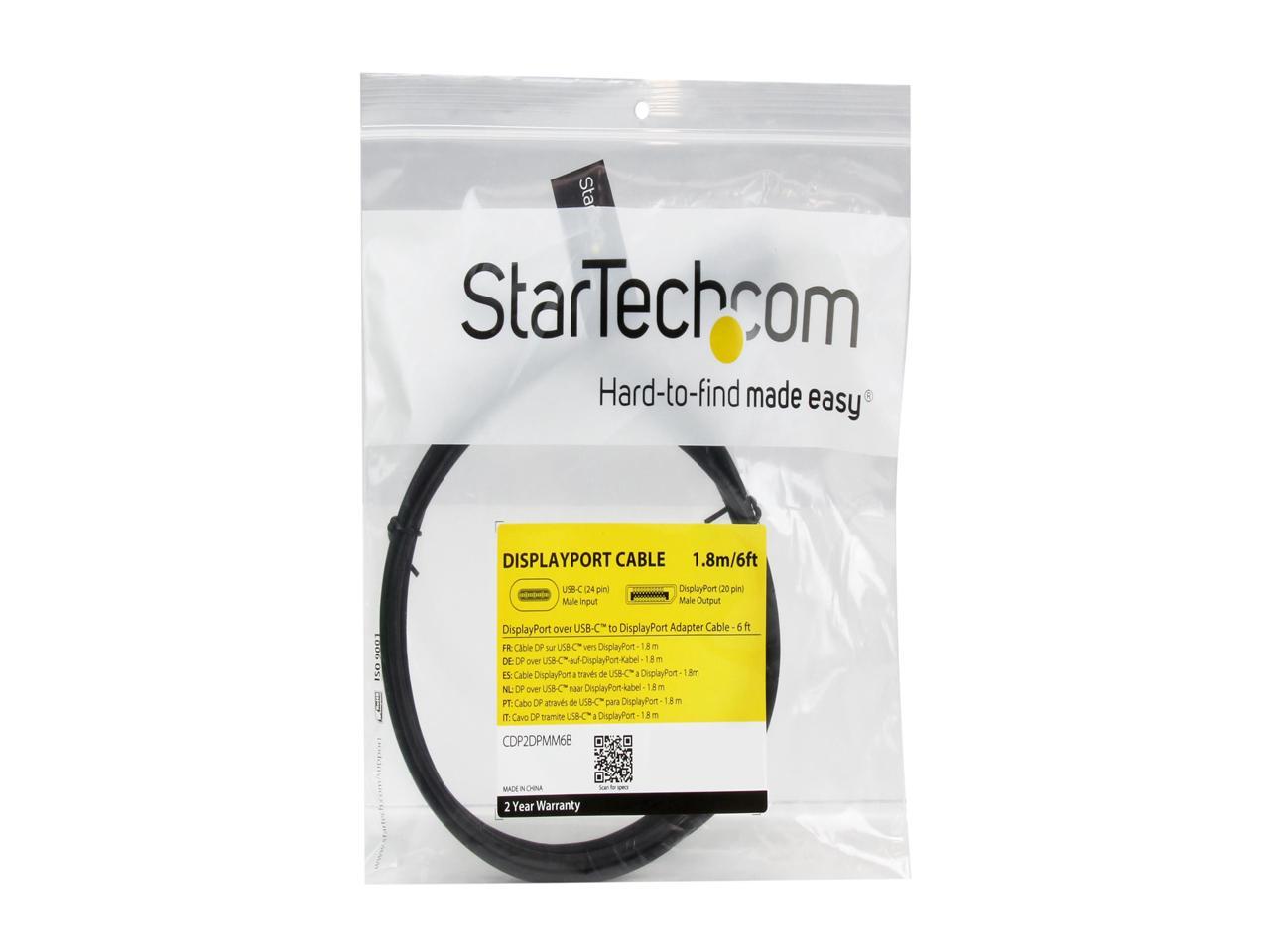 StarTech.com CDP2DPMM6B Black USB-C to DisplayPort Adapter Cable - 4K at 60 Hz 3