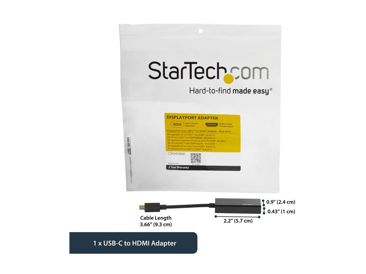 StarTech.com CDP2HD4K60 USB-C to HDMI Adapter - 4K 60 Hz 5