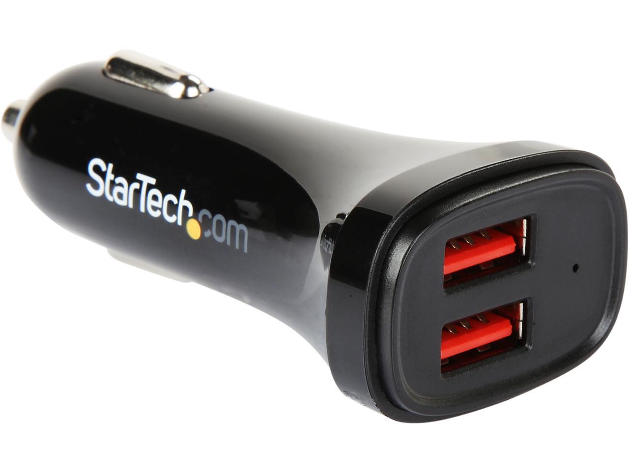 StarTech.com USB2PCARBKS Black Dual-Port USB Car Charger - 24W/4.8A 1