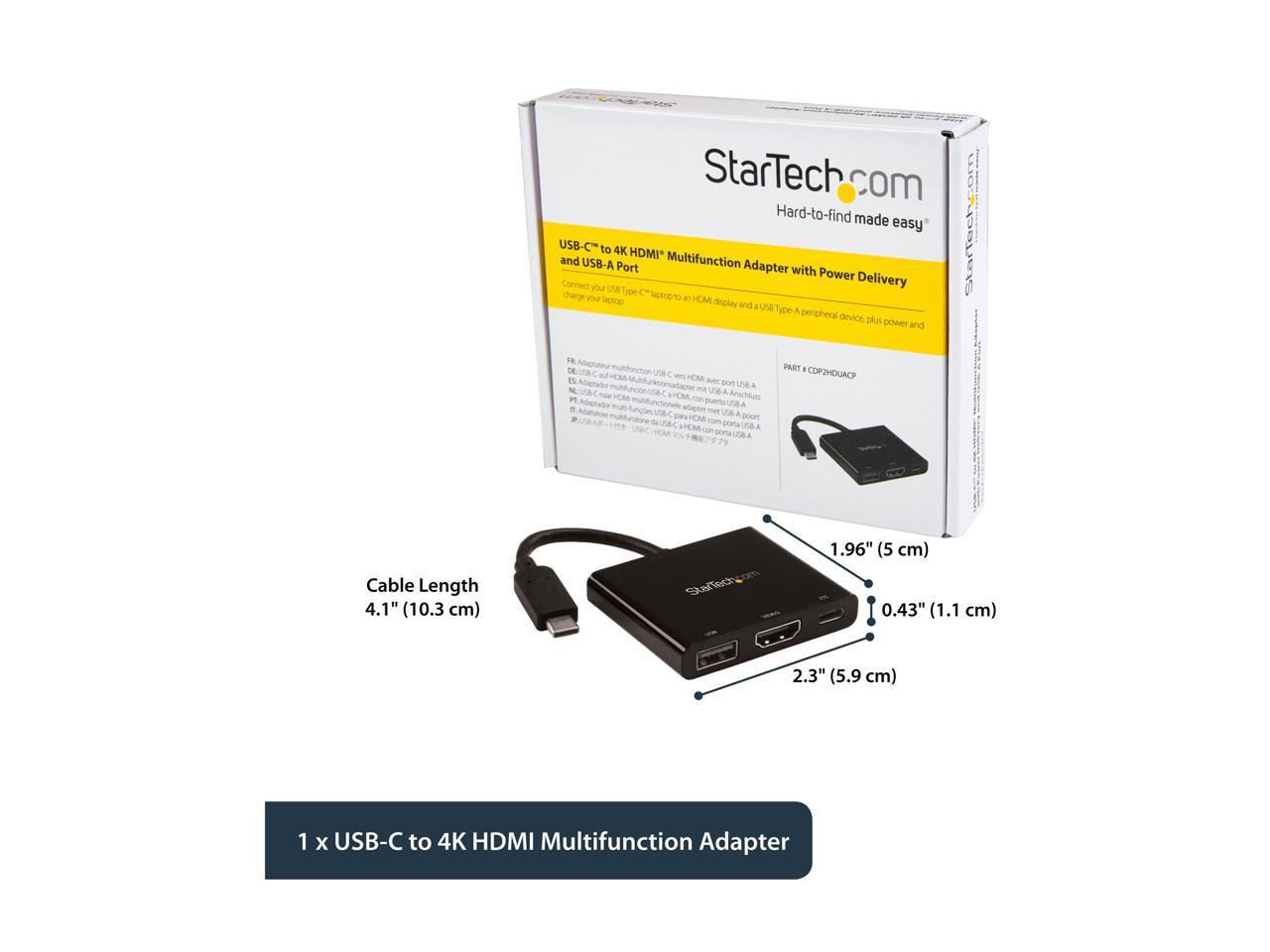 StarTech.com CDP2HDUACP USB-C to HDMI Adapter - 4K 30Hz - Thunderbolt 3 Compatible - with Power Delivery (USB PD) - USB C Adapter Converter 5