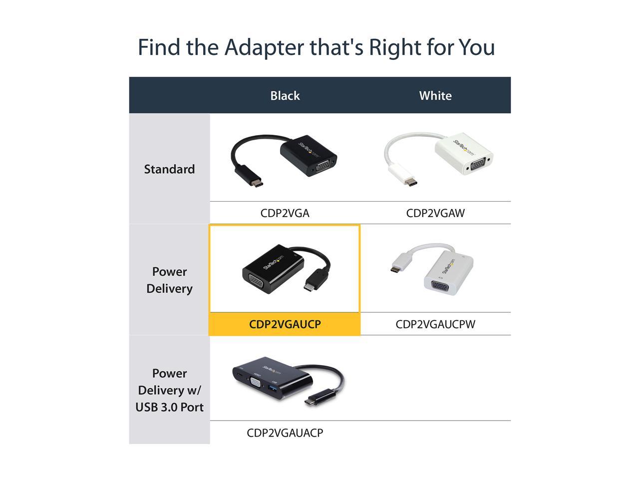 StarTech.com CDP2VGAUCP USB-C to VGA Adapter - with Power Delivery (USB PD) - USB C Adapter - USB Type C to VGA Projector Adapter 2