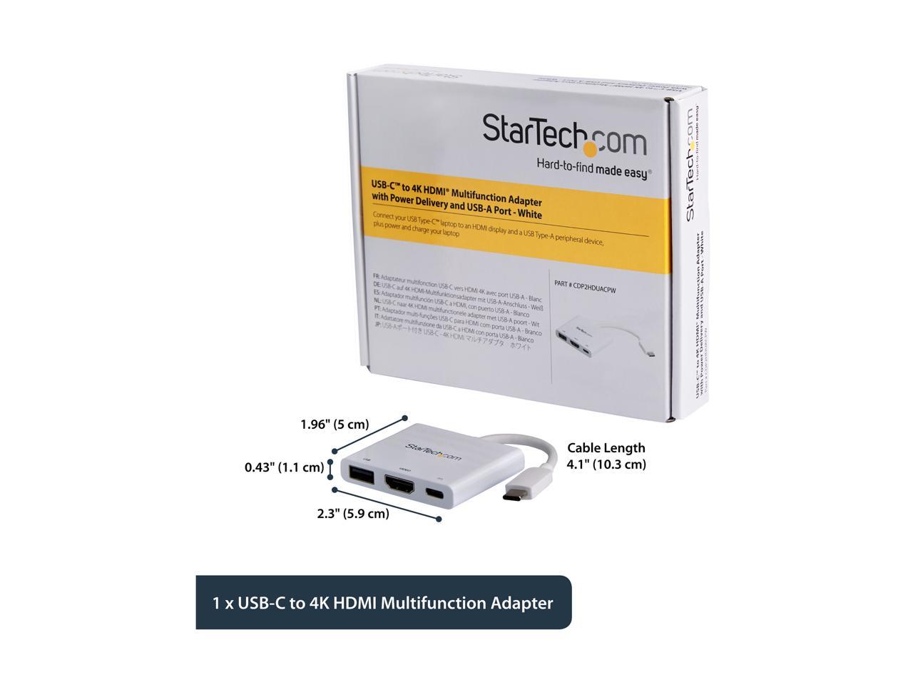 StarTech.com CDP2HDUACPW USB-C to 4K HDMI Multifunction Adapter with Power Delivery and USB-A Port 5