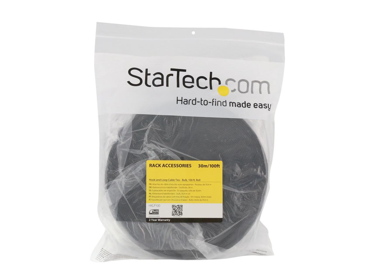 StarTech HKLP100 Hook-and-Loop Cable Management Tie - 100 ft. Bulk Roll - Black - Cut-to-Size Cable Wrap / Straps 3