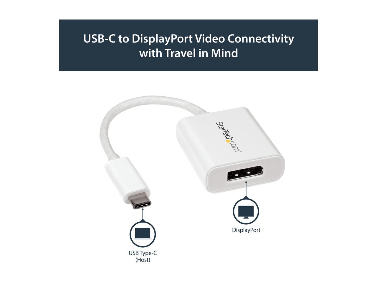 StarTech.com CDP2DPW USB-C to DisplayPort Adapter - 4K 60Hz - White - USB 3.1 Type-C to DisplayPort Adapter - USB C Video Adapter (CDP2DPW) 4