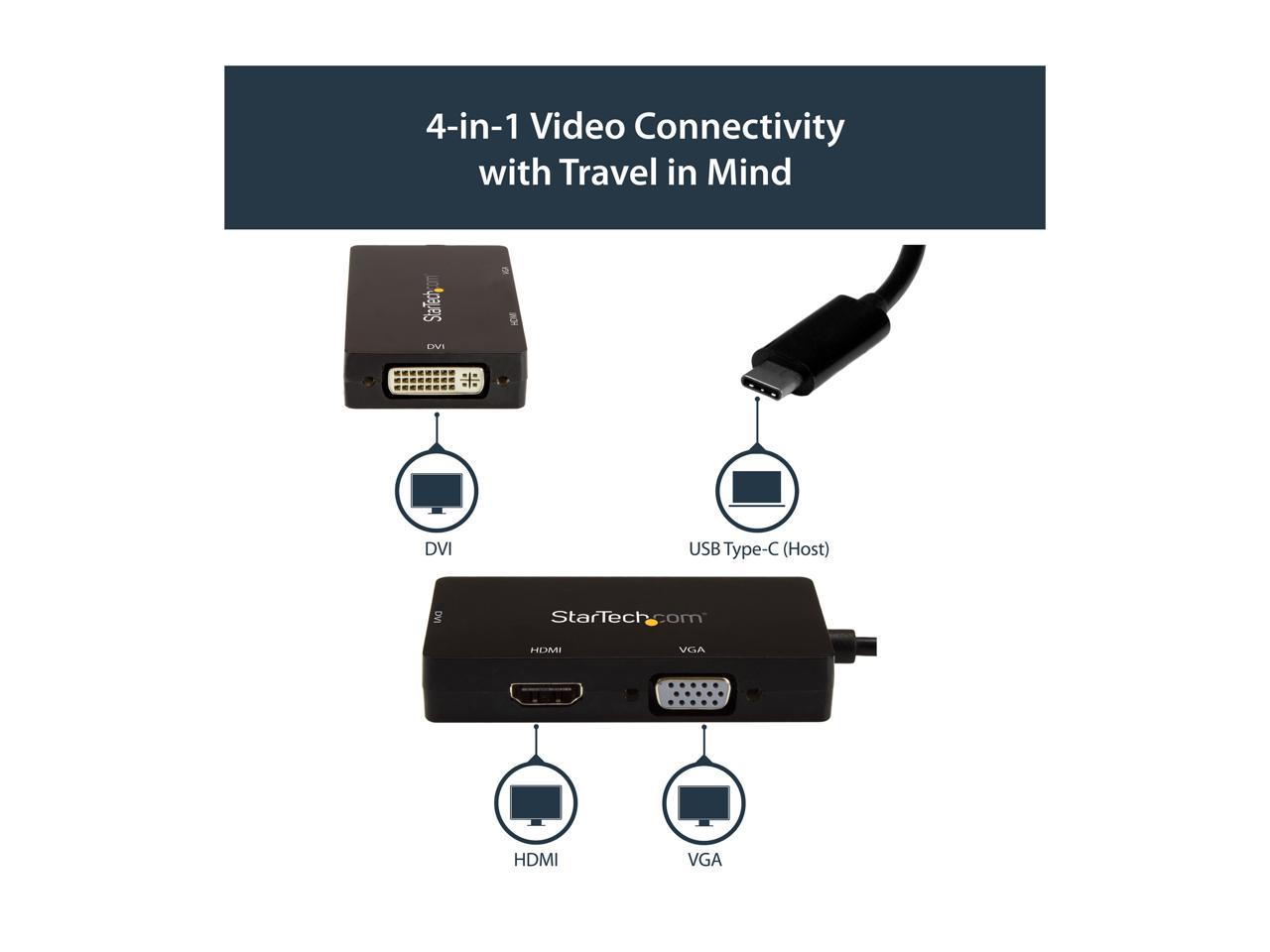 StarTech.com CDPVGDVHDBP USB-C Multiport Adapter - 3-in-1 USB C to HDMI, DVI or VGA 3