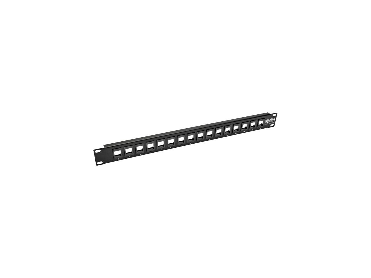 Tripp Lite 16-Port 1U Rack-Mount Unshielded Blank Keystone/Multimedia Patch Panel, RJ45 Ethernet, USB, HDMI, Cat5e/6 (N062-016-KJ) 1