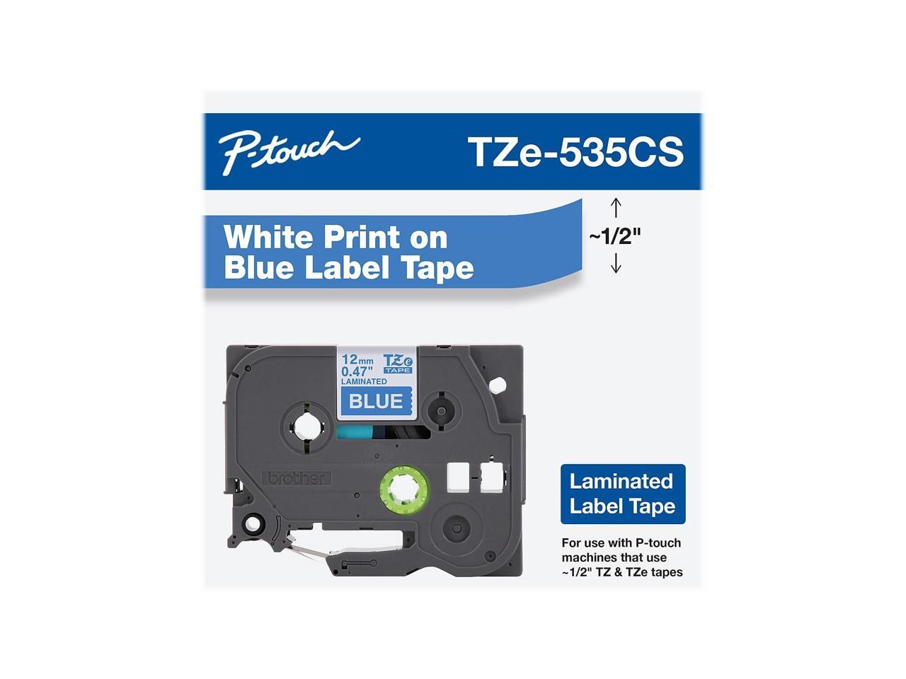 Brother P-touch TZe-535CS Laminated Label Maker Tape 1/2" x 26-2/10' White on Blue (TZe-535CS) TZE535CS 2