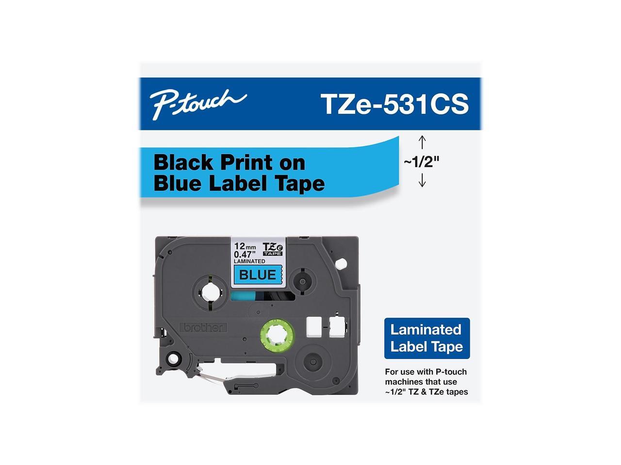 Brother P-touch TZe-531CS Laminated Label Maker Tape 1/2" x 26-2/10' Black on Blue (TZe-531CS) TZE531CS 3