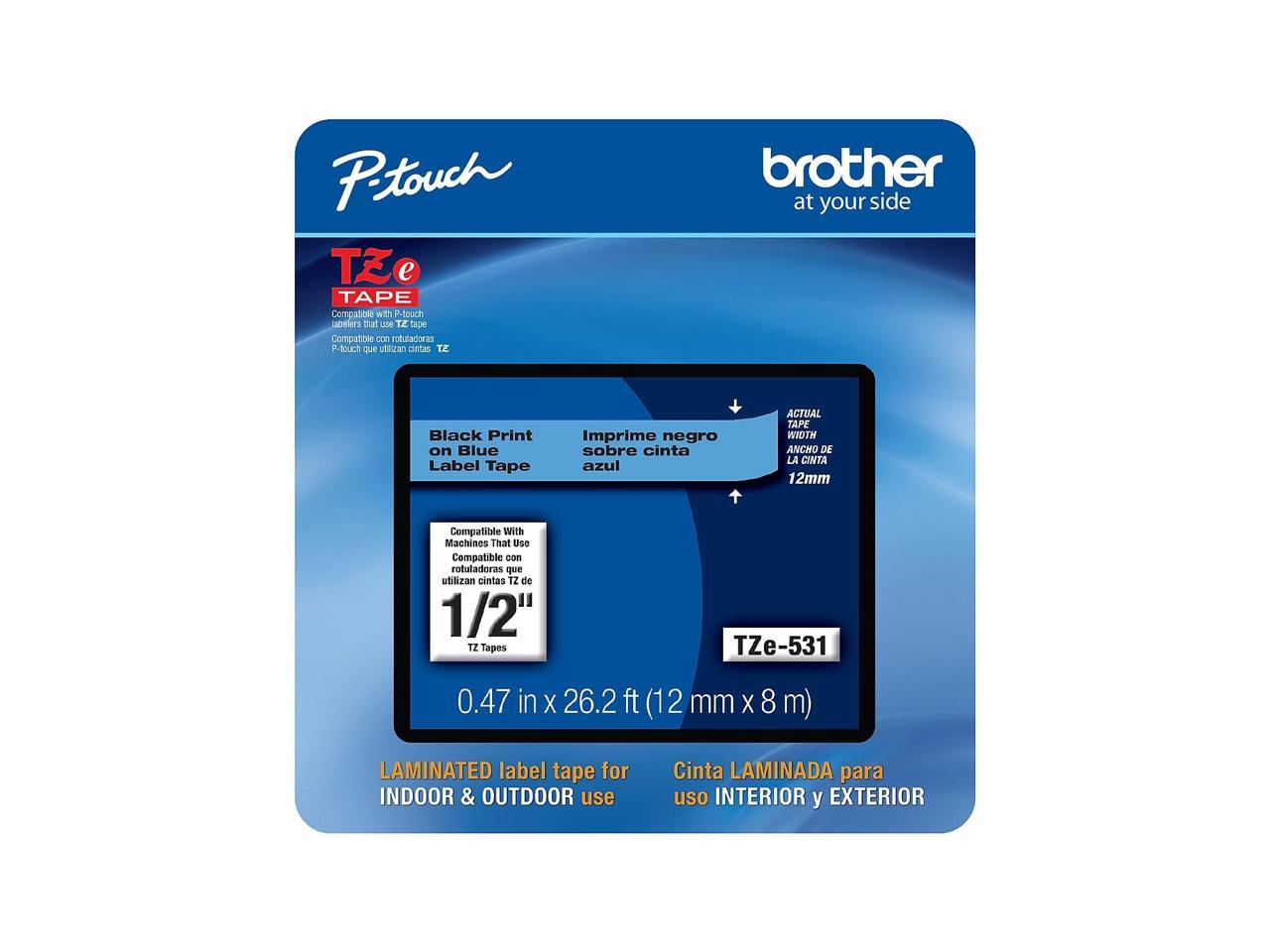 Brother P-touch TZe-531CS Laminated Label Maker Tape 1/2" x 26-2/10' Black on Blue (TZe-531CS) TZE531CS 2