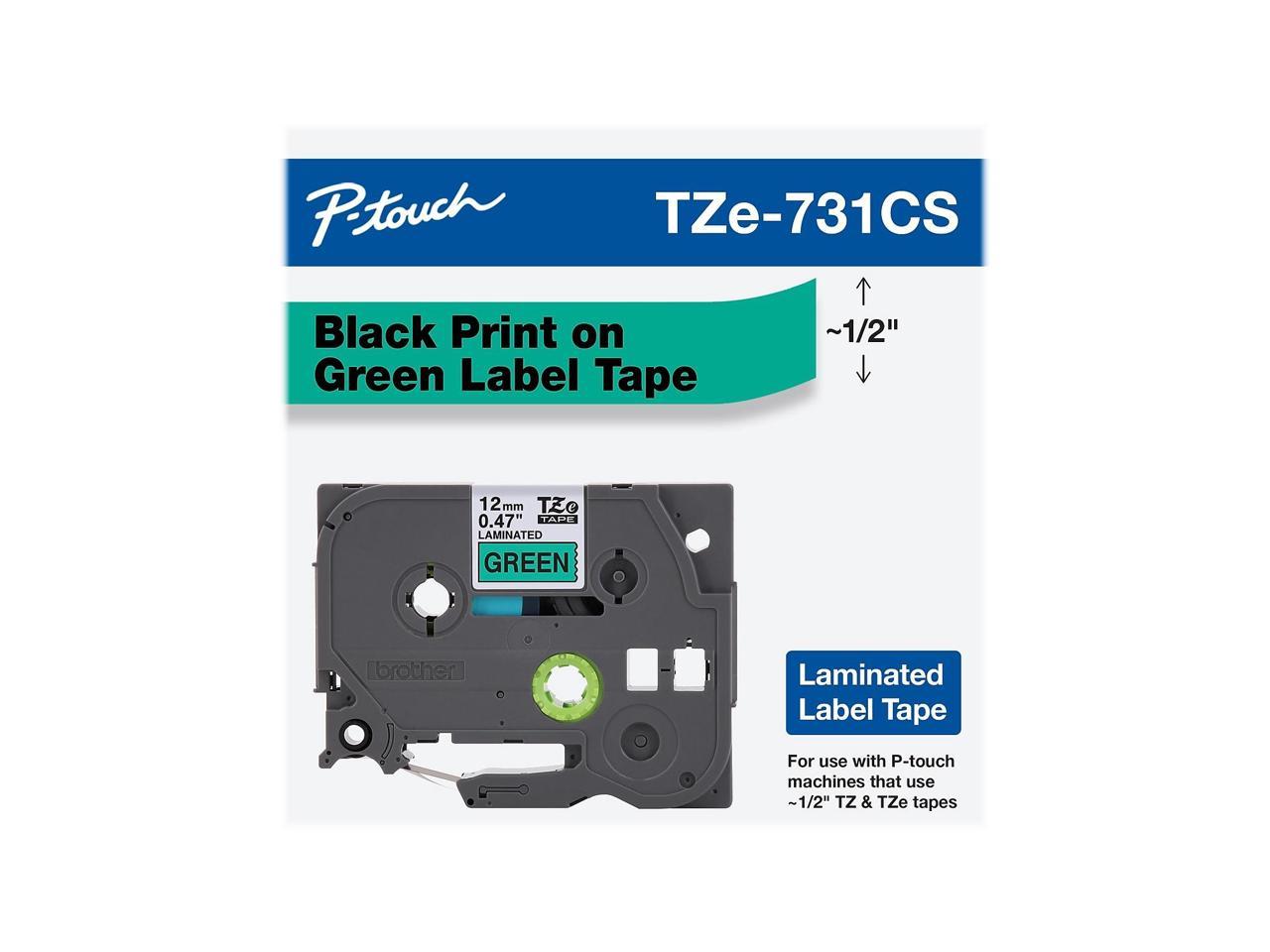 Brother P-touch TZe-731CS Laminated Label Maker Tape 1/2" x 26-2/10' Black on Green (TZe-731CS) TZE731CS 3