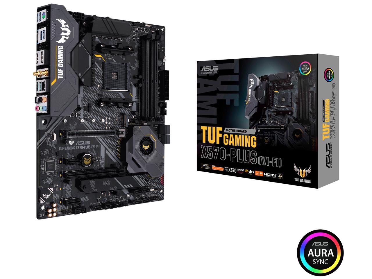 ASUS AM4 TUF Gaming X570-Plus (Wi-Fi) ATX Motherboard with PCIe 4.0, Dual M.2, 12+2 with Dr. MOS Power Stage, HDMI, DP, SATA 6Gb/s, USB 3.2 Gen 2 and Aura Sync RGB Lighting 2