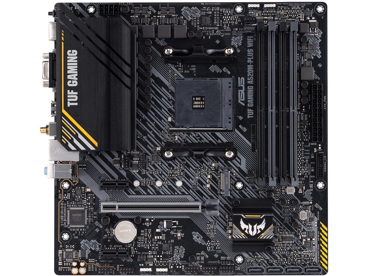 ASUS TUF Gaming A520M-PLUS (WiFi) AMD AM4 (3rd Gen Ryzen™) microATX Gaming Motherboard (M.2 Support, 802.11ac Wi-Fi, DisplayPort, HDMI, D-Sub, USB 3.2 Gen 1 Type-A and Aura Addressable Gen 2 headers) 1