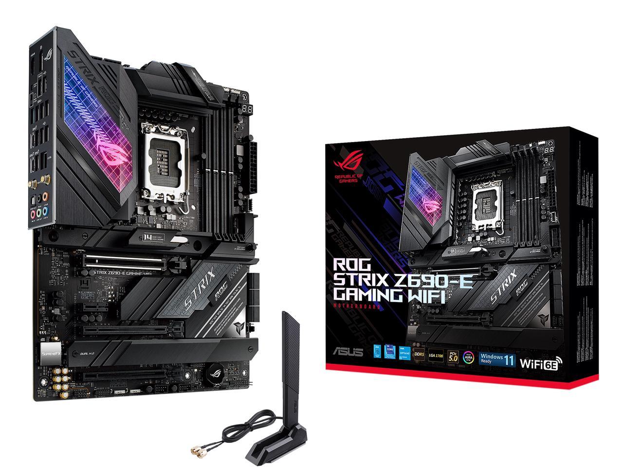 ASUS ROG Strix Z690-E Gaming WiFi 6E LGA 1700(Intel® 12th&13th Gen)ATX gaming motherboard(PCIe 5.0, DDR5,18+1 ower stages,2.5 Gb LAN,Bluetooth v5.2,Thunderbolt 4,support up to 5xM.2,1xPCIe 5.0 M.2) 1