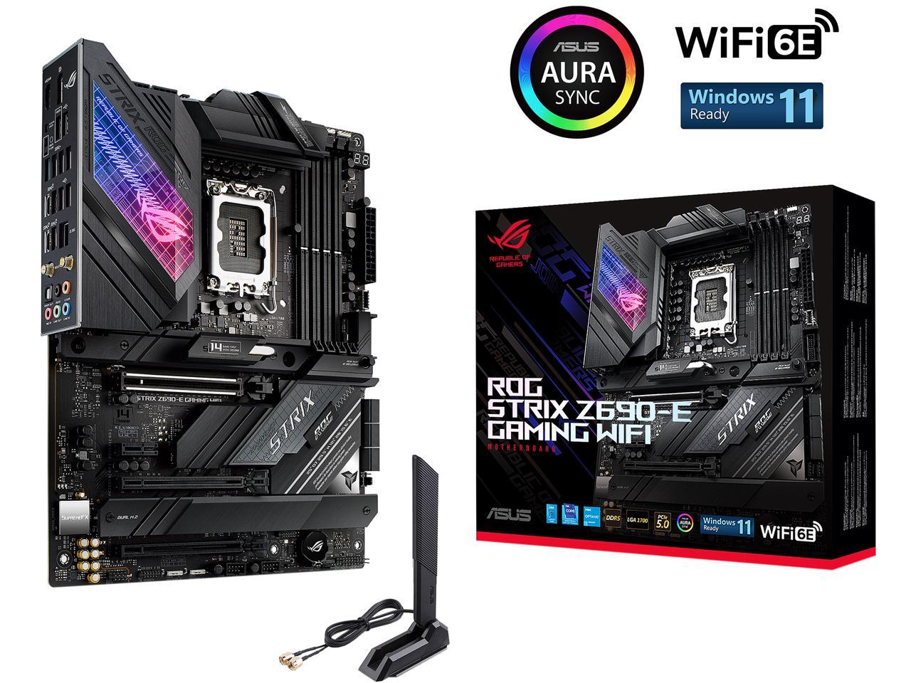 ASUS ROG Strix Z690-E Gaming WiFi 6E LGA 1700(Intel® 12th&13th Gen)ATX gaming motherboard(PCIe 5.0, DDR5,18+1 ower stages,2.5 Gb LAN,Bluetooth v5.2,Thunderbolt 4,support up to 5xM.2,1xPCIe 5.0 M.2) 2