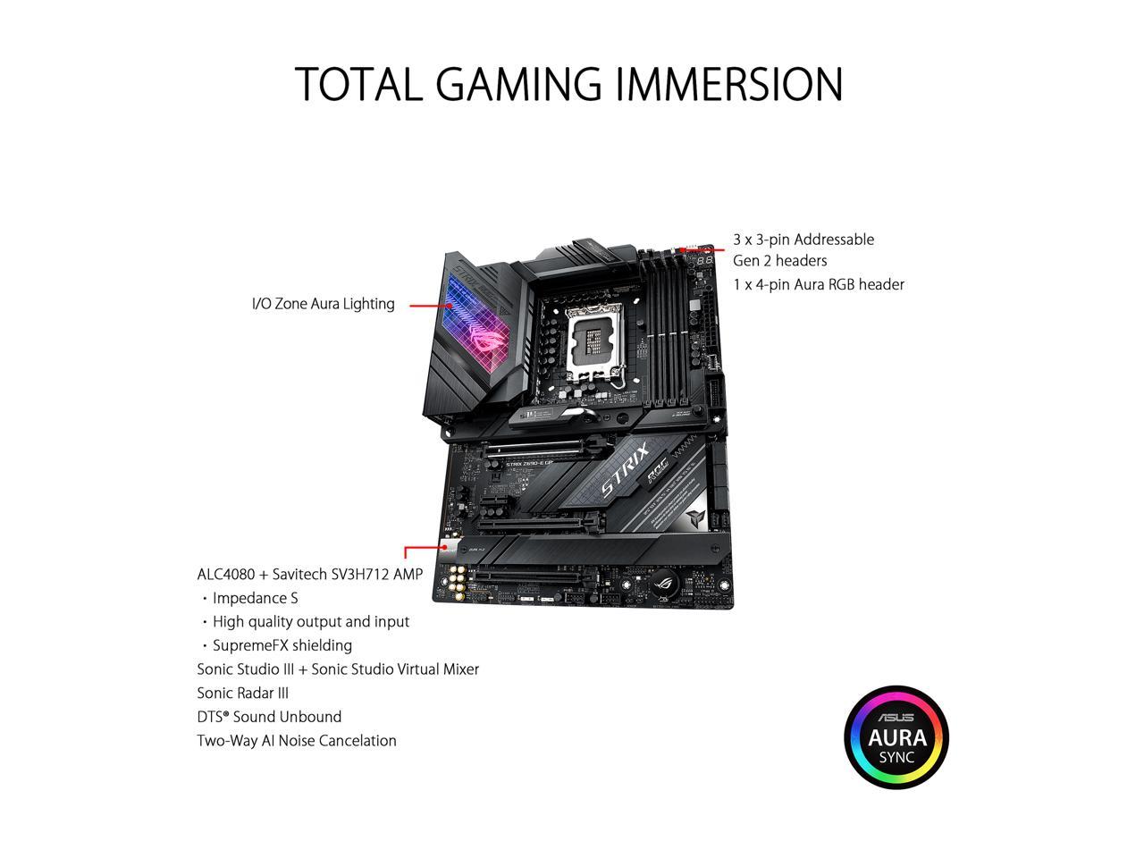 ASUS ROG Strix Z690-E Gaming WiFi 6E LGA 1700(Intel® 12th&13th Gen)ATX gaming motherboard(PCIe 5.0, DDR5,18+1 ower stages,2.5 Gb LAN,Bluetooth v5.2,Thunderbolt 4,support up to 5xM.2,1xPCIe 5.0 M.2) 5