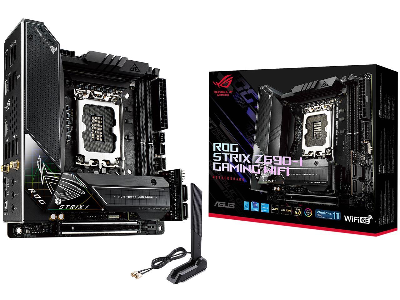 ASUS ROG Strix Z690-I Gaming WiFi 6E LGA 1700 (Intel® 12th&13th Gen) mini-ITX gaming motherboard (PCIe 5.0,DDR5,10 layer PCB,10+1 power stages,Thunderbolt 4 Onboard,Intel® 2.5 Gb LAN,USB 3.2 Gen 2x2 front panel Type-C) 1