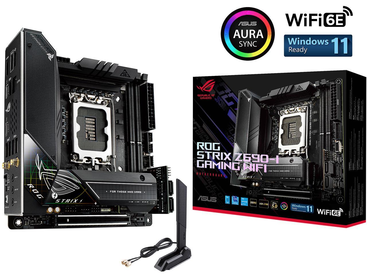 ASUS ROG Strix Z690-I Gaming WiFi 6E LGA 1700 (Intel® 12th&13th Gen) mini-ITX gaming motherboard (PCIe 5.0,DDR5,10 layer PCB,10+1 power stages,Thunderbolt 4 Onboard,Intel® 2.5 Gb LAN,USB 3.2 Gen 2x2 front panel Type-C) 2