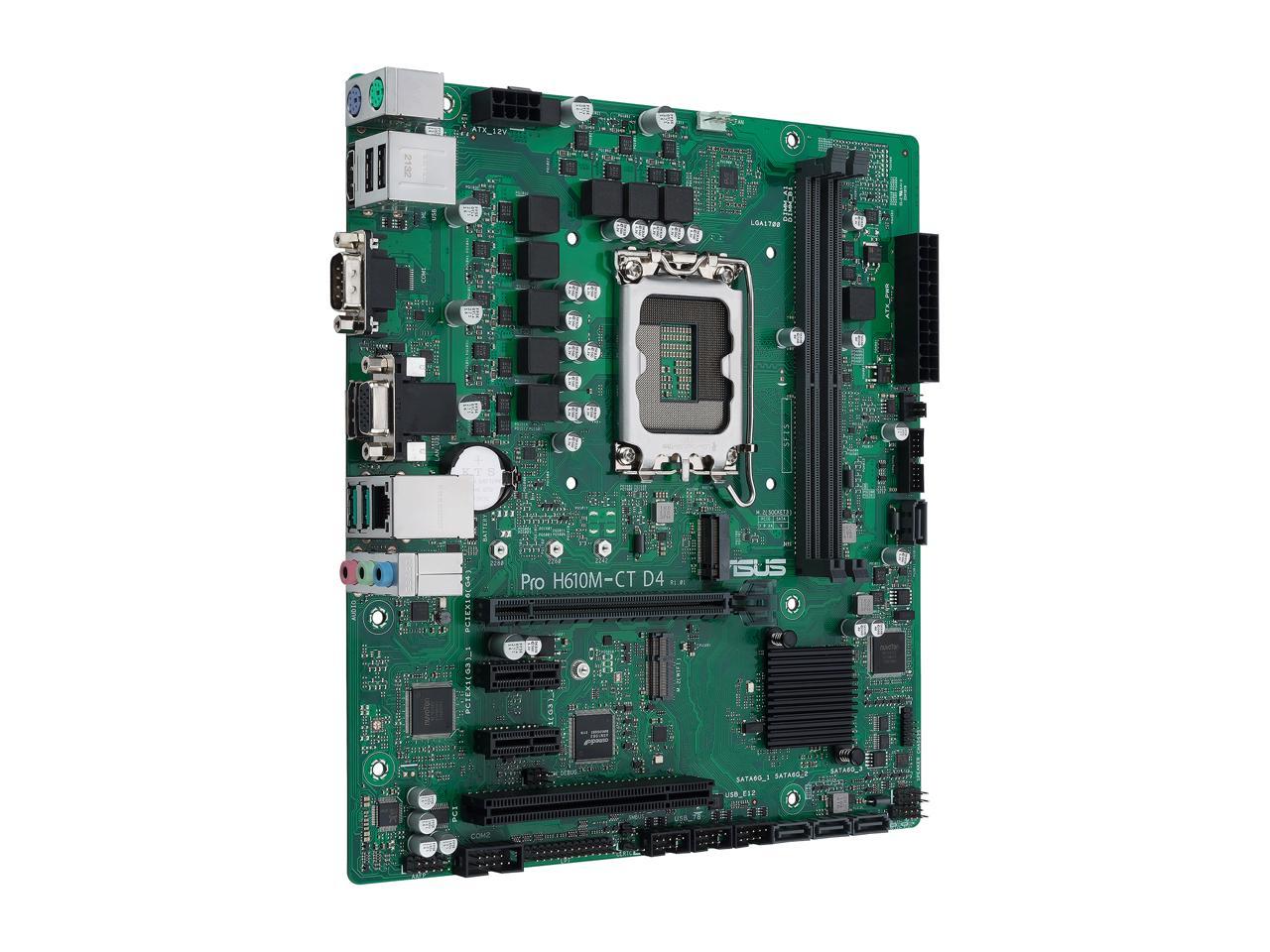 ASUS Pro H610M-CT D4-CSM LGA 1700 (Intel 12th & 13th Gen & Intel vPro) TCO-optimized Commercial Motherboard (PCIe 4.0, DDR4 3200, DP, HDMI, D-Sub, USB 3.2 Gen 2, M.2, M.2 key E slot, TPM IC onboard) 3