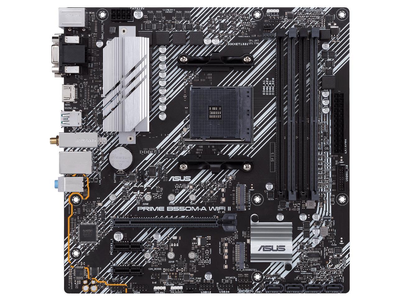 ASUS Prime B550M-A WiFi II AMD AM4 (3rd Gen Ryzen) Micro ATX Motherboard (PCIe 4.0, WiFi 6, ECC Memory, 1Gb LAN, HDMI 2.1/D-Sub, 4K@60HZ, Addressable Gen 2 RGB Header and Aura Sync) 1