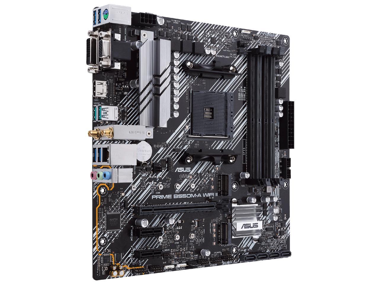 ASUS Prime B550M-A WiFi II AMD AM4 (3rd Gen Ryzen) Micro ATX Motherboard (PCIe 4.0, WiFi 6, ECC Memory, 1Gb LAN, HDMI 2.1/D-Sub, 4K@60HZ, Addressable Gen 2 RGB Header and Aura Sync) 2