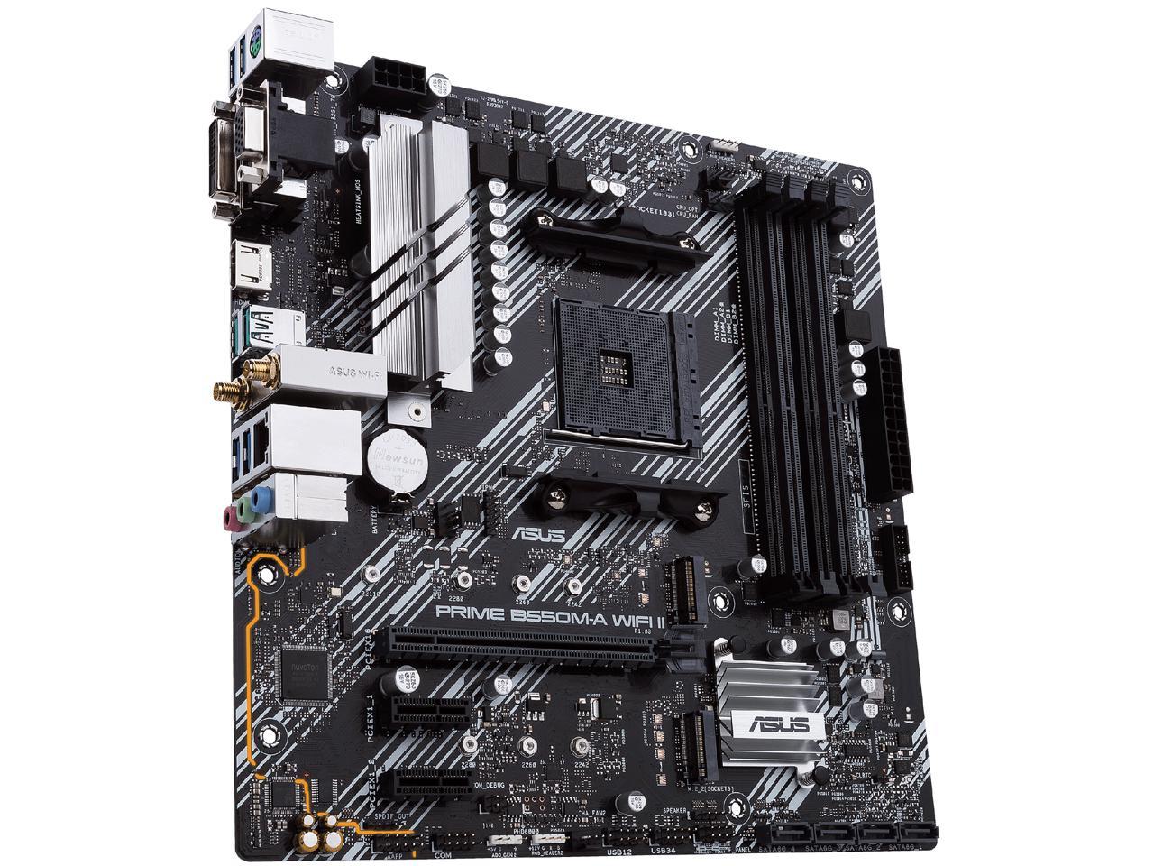 ASUS Prime B550M-A WiFi II AMD AM4 (3rd Gen Ryzen) Micro ATX Motherboard (PCIe 4.0, WiFi 6, ECC Memory, 1Gb LAN, HDMI 2.1/D-Sub, 4K@60HZ, Addressable Gen 2 RGB Header and Aura Sync) 4