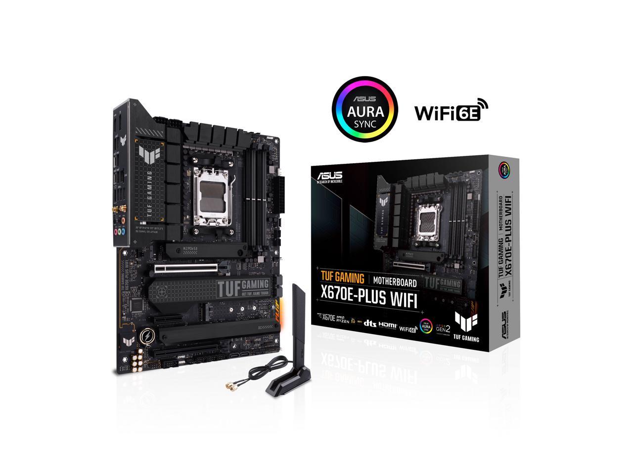 ASUS TUF GAMING X670E-PLUS WIFI 6E Socket AM5 (LGA 1718) Ryzen 7000 ATX Gaming Motherboard (16 Power Stages, PCIe 5.0, DDR5 Memory, Four M.2 Slots, WiFi 6E and 2.5 Gb Ethernet, USB 4 Header, Two-Way AI Noise Cancelation, Aura RGB Lighting) 1