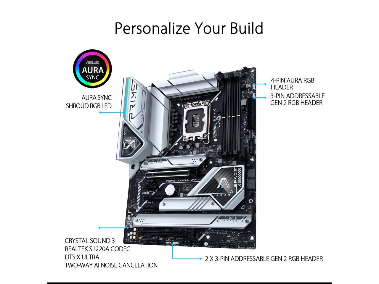 ASUS Prime Z790-A WiFi 6E LGA 1700(Intel®14th &13th&12th Gen) ATX motherboard (16+1 DrMOS,PCIe 5.0,DDR5,4x M.2 slots,Intel® 2.5 Gb LAN,USB 3.2 Gen 2 front panel Type-C,Thunderbolt™ 4(USB4),DP,Aura Sync RGB lighting) 2