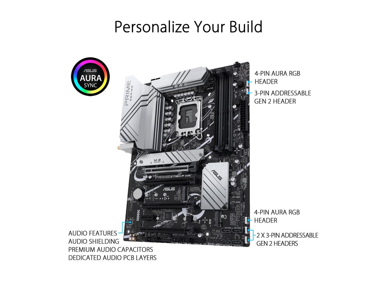 ASUS Prime Z790-P WiFi LGA 1700(Intel 14th & 13th &12th Gen) ATX motherboard (PCIe 5.0,DDR5,14+1 Power Stages,3x M.2,WiFi 6,Bluetooth v5.2,2.5Gb LAN,front panel USB 3.2 Gen 2 Type-C,Thunderbolt™ 4(USB4) support, Arua Sync) 5