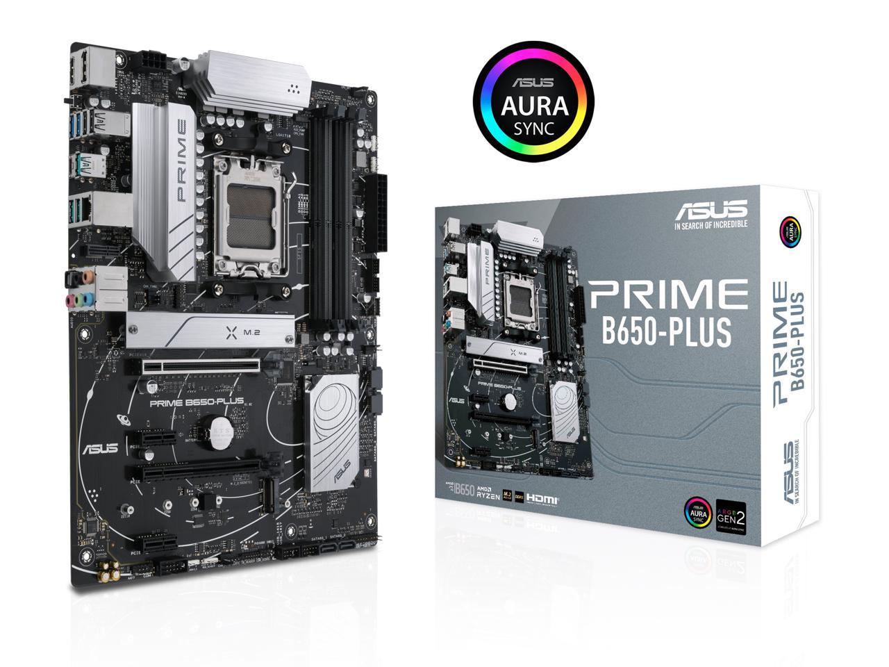 ASUS Prime B650-PLUS AMD B650(Ryzen 7000) ATX motherboard(DDR5, PCIe 5.0 M.2 support, 2.5Gb Ethernet, DisplayPort, HDMI, USB 3.2 Gen 2 Type-C, front USB 3.2 Gen 1 Type-C, BIOS FlashBack, USB4 support and Arua Sync) 1