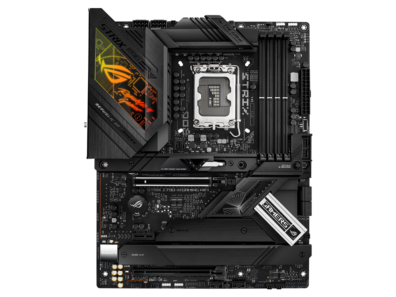 ASUS ROG STRIX Z790-H Gaming (WiFi 6E) LGA 1700(Intel14th &13th&12th Gen) ATX gaming motherboard(DDR5 up to 7800 MT/s, PCIe 5.0 x16 SafeSlot with Q-Release, 4xPCIe 4.0 M.2 slots,USB 3.2 Gen 2x2 Type-C, front-panel connector, AI Motherboard) 1