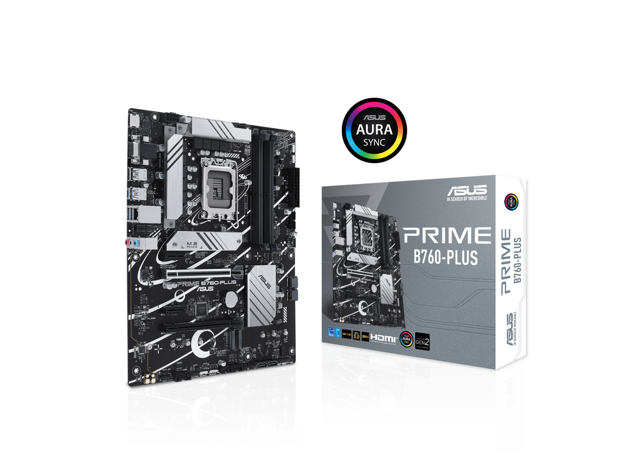 ASUS Prime B760-PLUS Intel® B760(13th and 12th Gen) LGA 1700 ATX motherboard with PCIe 5.0, DDR5, 3x PCIe 4.0 M.2 slots, Realtek 2.5Gb Ethernet, DisplayPort, VGA, HDMI®, SATA 6 Gbps, USB 3.2 Gen 2x2 Type-C®, front USB 3.2 Gen 1 Type-C 1