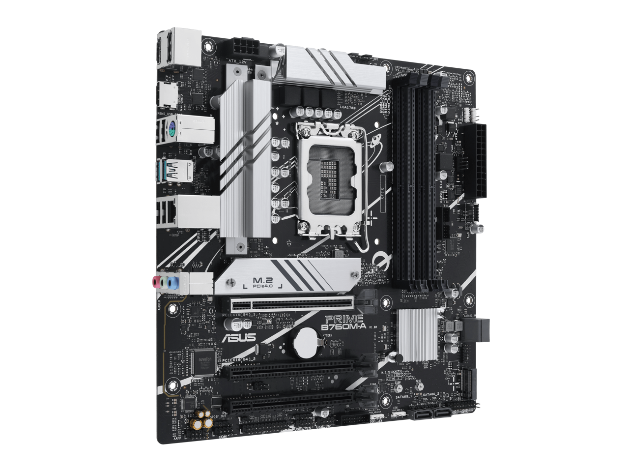 ASUS PRIME B760M-A Intel B760 (LGA 1700)(13th and 12th Gen) mATX motherboard, PCIe 4.0,DDR5, two M.2 slots, Realtek 2.5Gb Ethernet, DisplayPort, Dual HDMI®, SATA 6 Gbps, rear USB 3.2 Gen 2, front USB 3.2 Gen 1 Type-C, Aura Sync 4