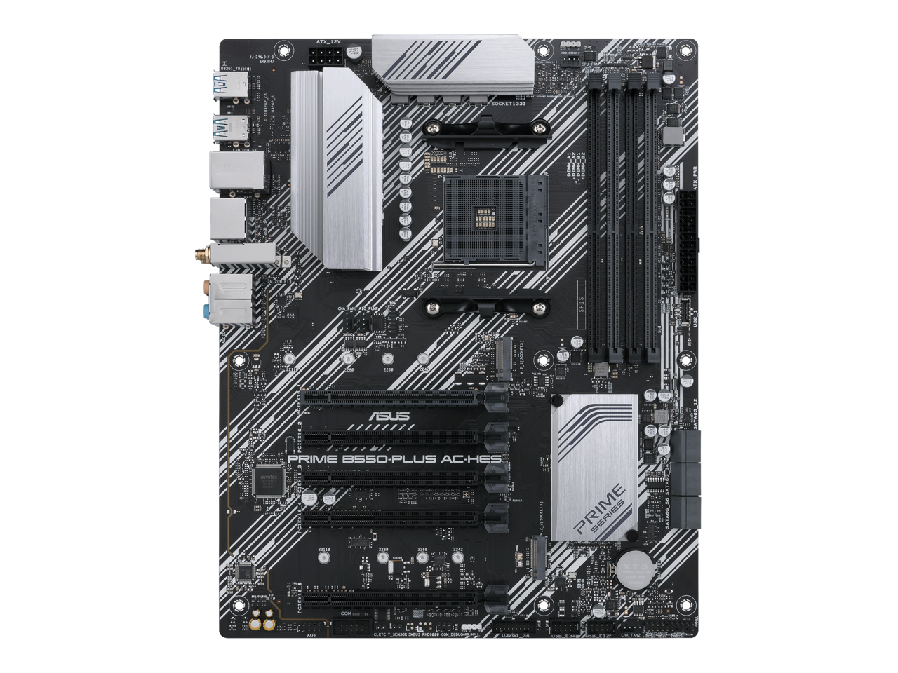 ASUS Prime B550-PLUS AC-HES AMD AM4 (3rd Gen Ryzen) ATX motherboard (dual M.2, PCIe 4.0, WIFI 5, 1 Gb Ethernet, DisplayPort/HDMI, SATA 6 Gbps, USB 3.2 Gen 2 Type-C, front USB 3.2 Gen 1 Type-C 2