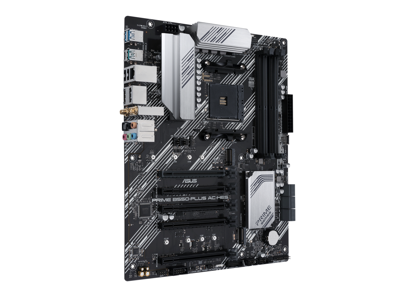 ASUS Prime B550-PLUS AC-HES AMD AM4 (3rd Gen Ryzen) ATX motherboard (dual M.2, PCIe 4.0, WIFI 5, 1 Gb Ethernet, DisplayPort/HDMI, SATA 6 Gbps, USB 3.2 Gen 2 Type-C, front USB 3.2 Gen 1 Type-C 3