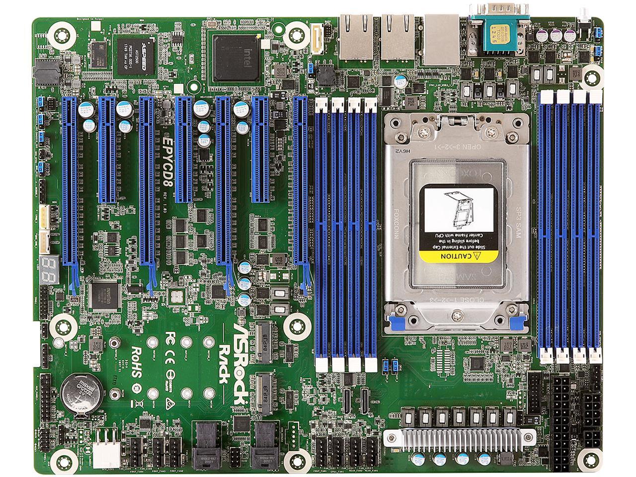 AsRock Rack EPYCD8 ATX Server Motherboard AMD EPYC 7002/7001 (Naples/Rome) Series SP3 LGA4094 1