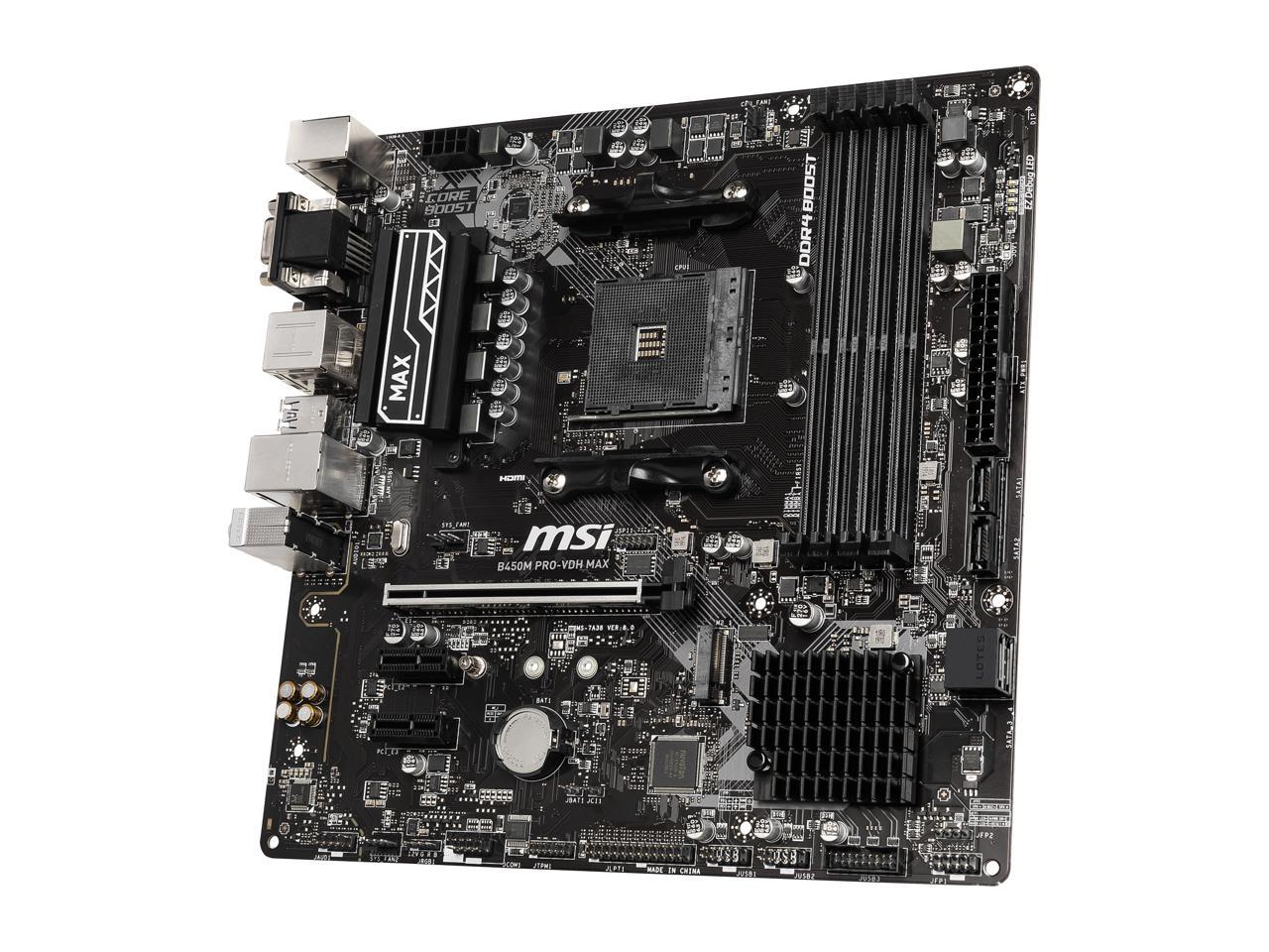 MSI PRO B450M PRO-VDH MAX AM4 AMD B450 SATA 6Gb/s Micro ATX AMD Motherboard 2