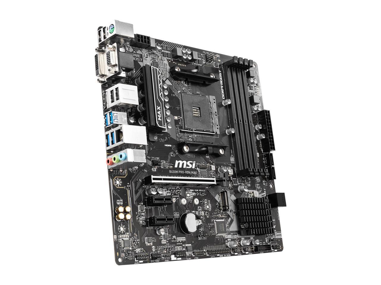 MSI PRO B450M PRO-VDH MAX AM4 AMD B450 SATA 6Gb/s Micro ATX AMD Motherboard 3