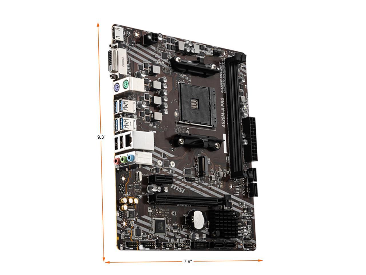 MSI A520M-A PRO AM4 AMD A520 SATA 6Gb/s USB 3.0 Micro ATX AMD Motherboard 2