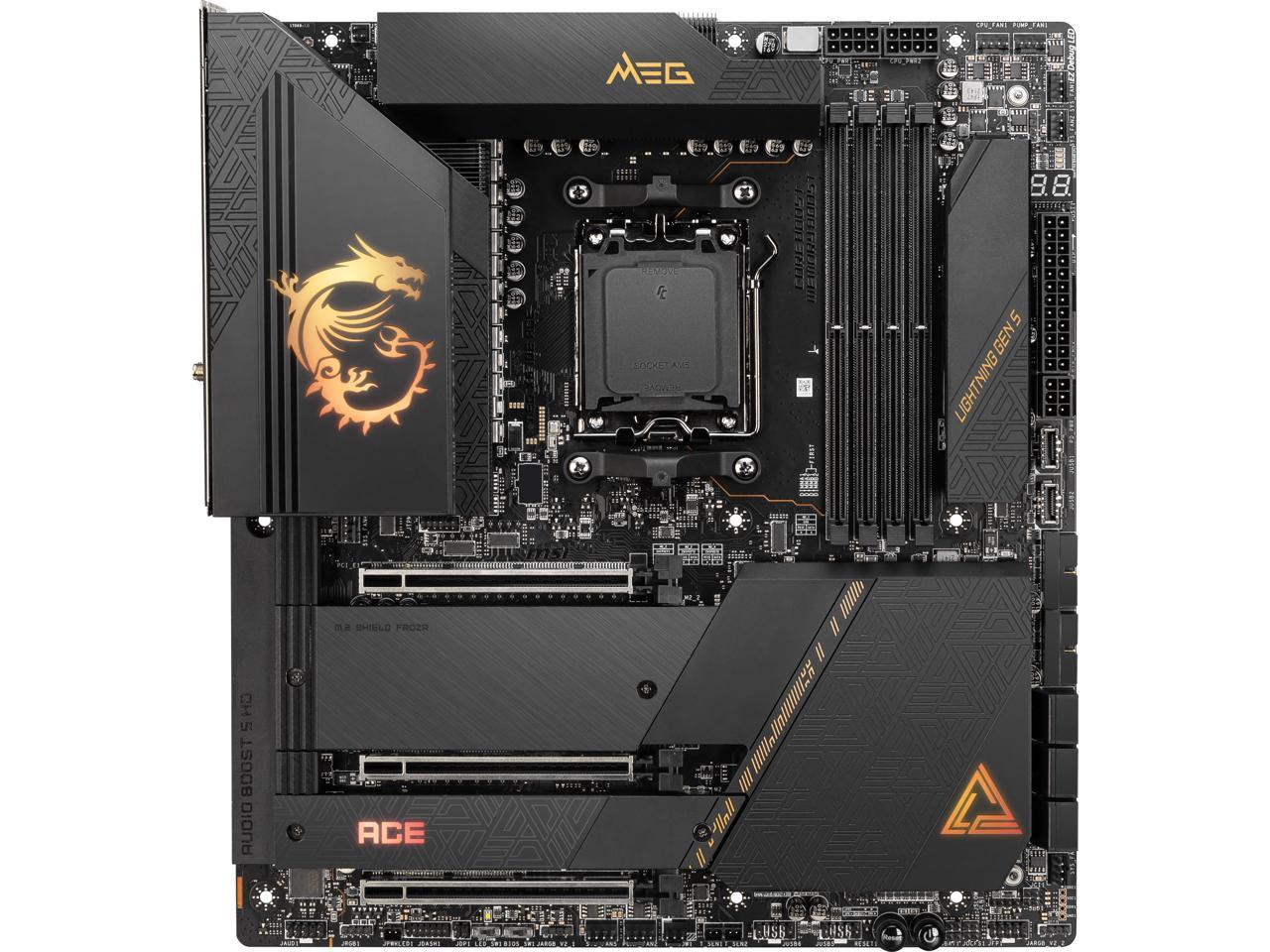 MSI MEG X670E ACE AM5 AMD X670 SATA 6Gb/s E-ATX AMD Ryzen™ 7000 Series Motherboards, DDR5, Wi-Fi 6E, 10G Super LAN + 2.5G LAN, PCIe 5.0 M.2 slots,  HD Audio with Audio Boost. 5