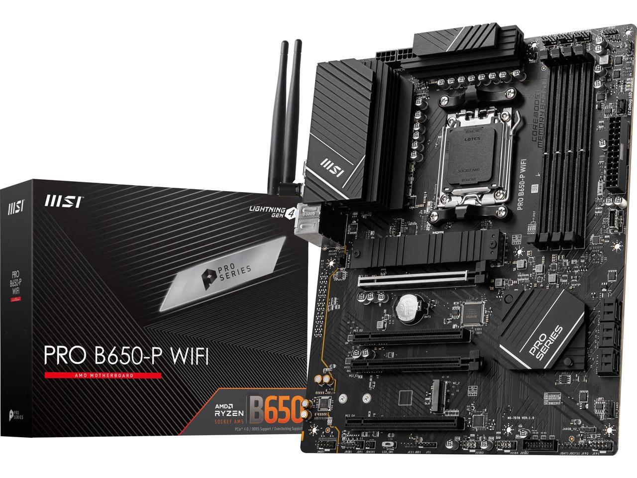 MSI PRO B650-P WIFI AM5 AMD B650 SATA 6Gb/s DDR5 Ryzen 7000 ATX Motherboard 1