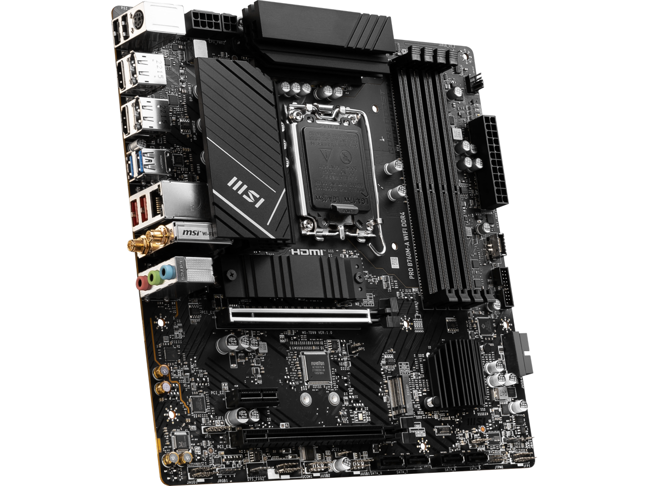 MSI PRO B760M-A WIFI DDR4 LGA 1700 (Intel 12th&13th Gen)  SATA 6Gb/s Micro ATX Motherboard,WiFi 6,Intel,2.5Gb LAN 4