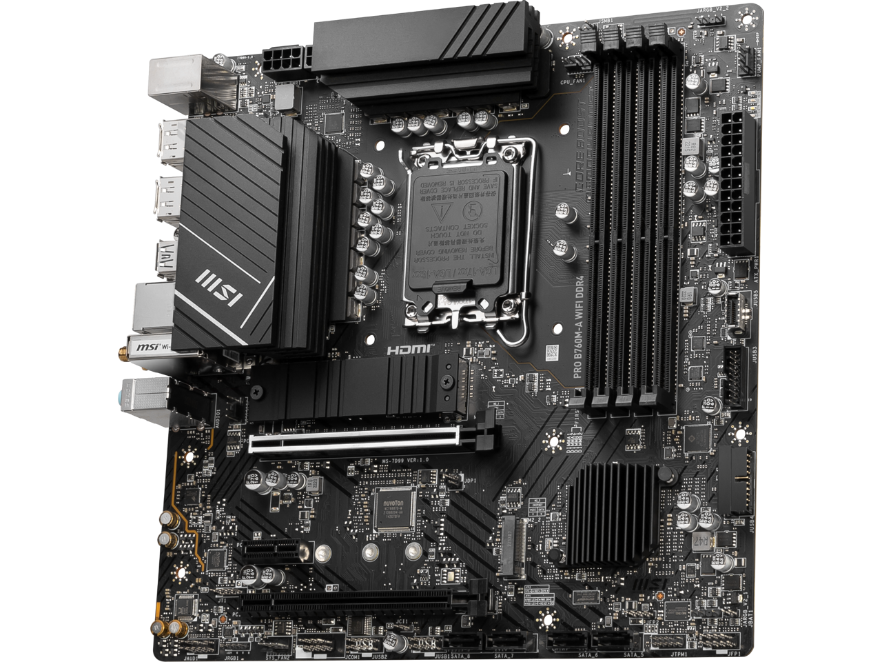 MSI PRO B760M-A WIFI DDR4 LGA 1700 (Intel 12th&13th Gen)  SATA 6Gb/s Micro ATX Motherboard,WiFi 6,Intel,2.5Gb LAN 3