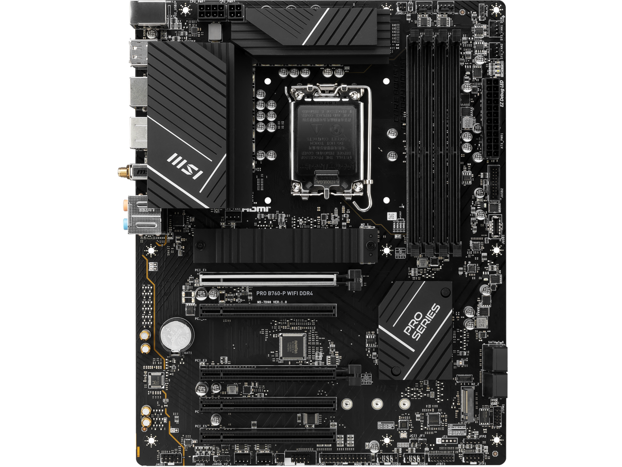 MSI PRO B760-P WIFI DDR4 LGA 1700 (l12th&13th Gen), SATA 6Gb/s  motherboard, WiFi 6,Intel 2.5Gb LAN,2xM.2 Slots 2