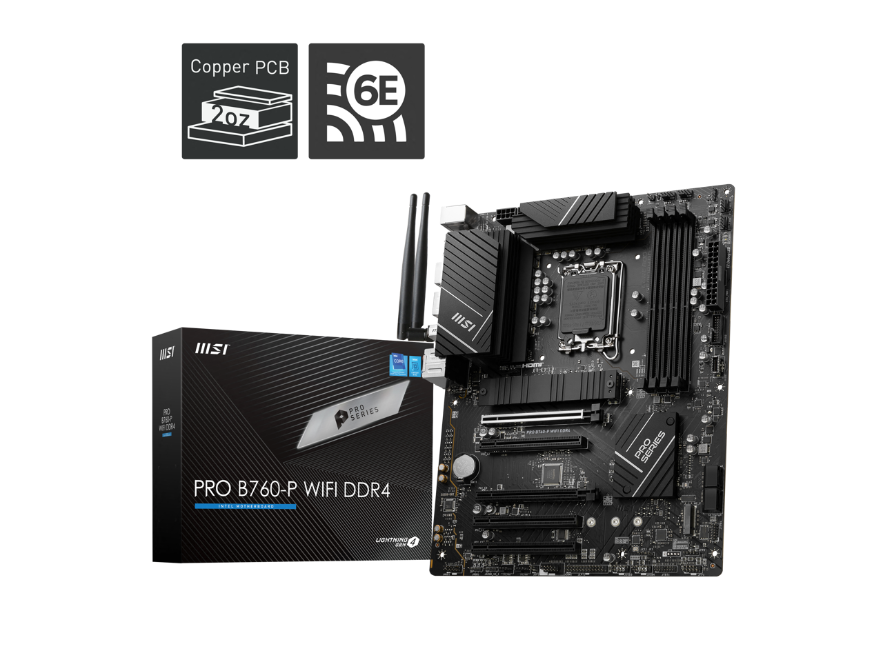 MSI PRO B760-P WIFI DDR4 LGA 1700 (l12th&13th Gen), SATA 6Gb/s  motherboard, WiFi 6,Intel 2.5Gb LAN,2xM.2 Slots 1